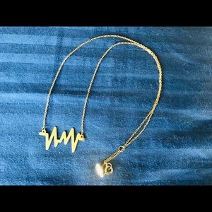 18kt solid gold EKG necklace  750 stamped
